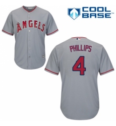 Youth Majestic Los Angeles Angels of Anaheim #4 Brandon Phillips Replica Grey Road Cool Base MLB Jersey