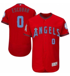 Men's Majestic Los Angeles Angels of Anaheim #0 Yunel Escobar Authentic Red 2016 Father's Day Fashion Flex Base MLB Jersey