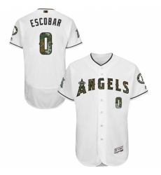 Men's Majestic Los Angeles Angels of Anaheim #0 Yunel Escobar Authentic White 2016 Memorial Day Fashion Flex Base MLB Jersey