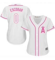 Women's Majestic Los Angeles Angels of Anaheim #0 Yunel Escobar Authentic White Fashion Cool Base MLB Jersey