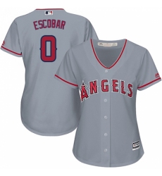 Women's Majestic Los Angeles Angels of Anaheim #0 Yunel Escobar Replica Grey Road Cool Base MLB Jersey