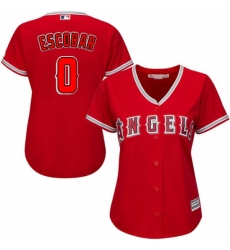 Women's Majestic Los Angeles Angels of Anaheim #0 Yunel Escobar Replica Red Alternate MLB Jersey
