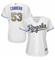 Women's Majestic Kansas City Royals #53 Melky Cabrera Authentic White Home Cool Base MLB Jersey