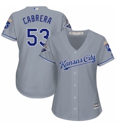 Women's Majestic Kansas City Royals #53 Melky Cabrera Replica Grey Road Cool Base MLB Jersey