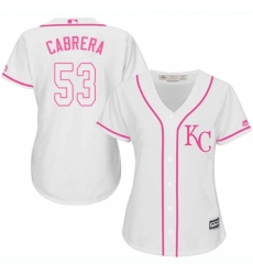 Women's Majestic Kansas City Royals #53 Melky Cabrera Replica White Fashion Cool Base MLB Jersey