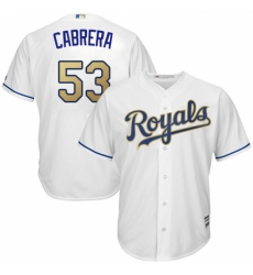 Youth Majestic Kansas City Royals #53 Melky Cabrera Authentic White Home Cool Base MLB Jersey