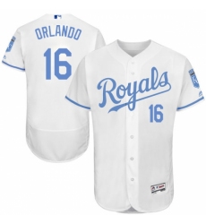 Men's Majestic Kansas City Royals #16 Paulo Orlando Authentic White 2016 Father's Day Fashion Flex Base MLB Jersey