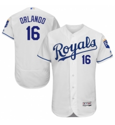 Men's Majestic Kansas City Royals #16 Paulo Orlando White Flexbase Authentic Collection MLB Jersey