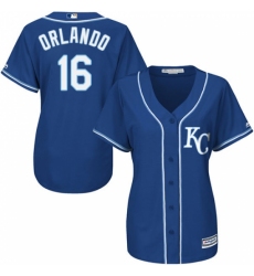 Women's Majestic Kansas City Royals #16 Paulo Orlando Replica Blue Alternate 2 Cool Base MLB Jersey