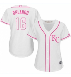 Women's Majestic Kansas City Royals #16 Paulo Orlando Replica White Fashion Cool Base MLB Jersey