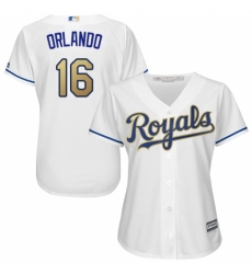 Women's Majestic Kansas City Royals #16 Paulo Orlando Replica White Home Cool Base MLB Jersey