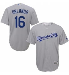 Youth Majestic Kansas City Royals #16 Paulo Orlando Replica Grey Road Cool Base MLB Jersey