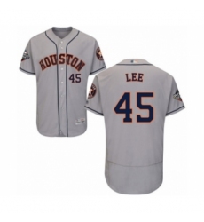 Men's Houston Astros #45 Carlos Lee Grey Road Flex Base Authentic Collection 2019 World Series Bound Baseball Jersey