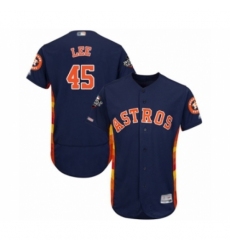 Men's Houston Astros #45 Carlos Lee Navy Blue Alternate Flex Base Authentic Collection 2019 World Series Bound Baseball Jersey