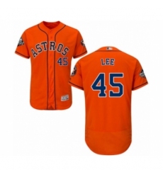 Men's Houston Astros #45 Carlos Lee Orange Alternate Flex Base Authentic Collection 2019 World Series Bound Baseball Jersey