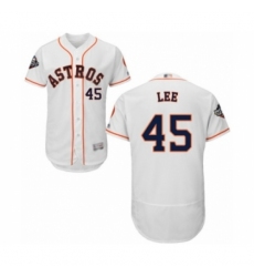 Men's Houston Astros #45 Carlos Lee White Home Flex Base Authentic Collection 2019 World Series Bound Baseball Jersey