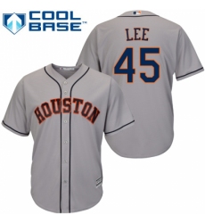 Men's Majestic Houston Astros #45 Carlos Lee Replica Grey Road Cool Base MLB Jersey