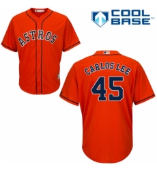 Men's Majestic Houston Astros #45 Carlos Lee Replica Orange Alternate Cool Base MLB Jersey