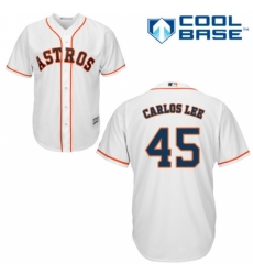 Men's Majestic Houston Astros #45 Carlos Lee Replica White Home Cool Base MLB Jersey