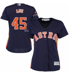 Women's Majestic Houston Astros #45 Carlos Lee Replica Navy Blue Alternate 2017 World Series Champions Cool Base MLB Jersey