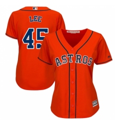 Women's Majestic Houston Astros #45 Carlos Lee Replica Orange Alternate Cool Base MLB Jersey