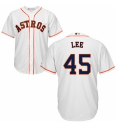 Youth Majestic Houston Astros #45 Carlos Lee Replica White Home Cool Base MLB Jersey