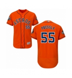 Men's Houston Astros #55 Ryan Pressly Orange Alternate Flex Base Authentic Collection 2019 World Series Bound Baseball Jersey