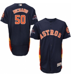 Men's Majestic Houston Astros #50 J.R. Richard Authentic Navy Blue Alternate 2017 World Series Champions Flex Base MLB Jersey