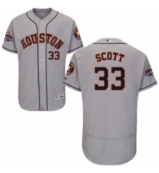Men's Majestic Houston Astros #33 Mike Scott Authentic Grey Road 2017 World Series Champions Flex Base MLB Jersey