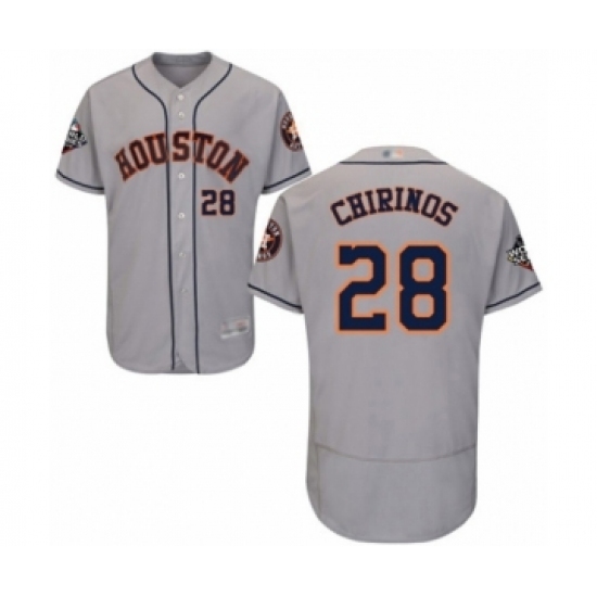 Men's Houston Astros #28 Robinson Chirinos Grey Road Flex Base Authentic Collection 2019 World Series Bound Baseball Jersey Men's Houston Astros #28 Robinson Chirinos Grey Road Flex Base Authentic Collection 2019 World Series Bound Baseball Jersey