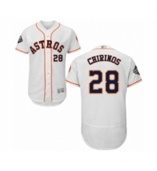Men's Houston Astros #28 Robinson Chirinos White Home Flex Base Authentic Collection 2019 World Series Bound Baseball Jersey Men's Houston Astros #28 Robinson Chirinos White Home Flex Base Authentic Collection 2019 World Series Bound Baseball Jersey