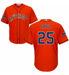 Youth Majestic Houston Astros #25 Jose Cruz Jr. Replica Orange Alternate 2017 World Series Champions Cool Base MLB Jersey