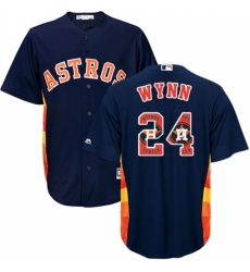 Men's Majestic Houston Astros #24 Jimmy Wynn Authentic Navy Blue Team Logo Fashion Cool Base MLB Jersey