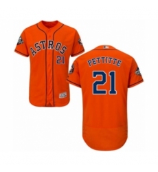 Men's Houston Astros #21 Andy Pettitte Orange Alternate Flex Base Authentic Collection 2019 World Series Bound Baseball Jersey