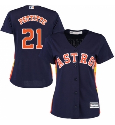 Women's Majestic Houston Astros #21 Andy Pettitte Replica Navy Blue Alternate Cool Base MLB Jersey