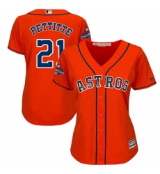 Women's Majestic Houston Astros #21 Andy Pettitte Replica Orange Alternate 2017 World Series Champions Cool Base MLB Jersey