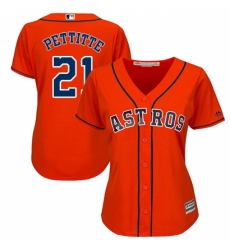 Women's Majestic Houston Astros #21 Andy Pettitte Replica Orange Alternate Cool Base MLB Jersey