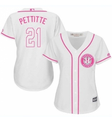 Women's Majestic Houston Astros #21 Andy Pettitte Replica White Fashion Cool Base MLB Jersey