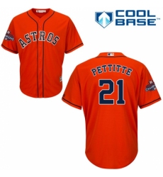 Youth Majestic Houston Astros #21 Andy Pettitte Replica Orange Alternate 2017 World Series Champions Cool Base MLB Jersey