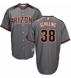 Men's Majestic Arizona Diamondbacks #38 Curt Schilling Replica Grey Road Cool Base MLB Jersey