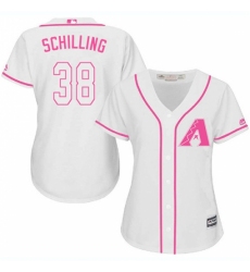 Women's Majestic Arizona Diamondbacks #38 Curt Schilling Replica White Fashion MLB Jersey