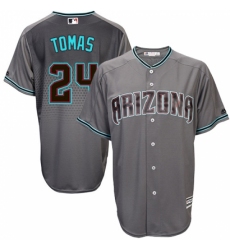 Men's Majestic Arizona Diamondbacks #24 Yasmany Tomas Authentic Gray/Turquoise Cool Base MLB Jersey