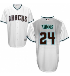 Men's Majestic Arizona Diamondbacks #24 Yasmany Tomas Authentic White/Capri Cool Base MLB Jersey Men's Majestic Arizona Diamondbacks #24 Yasmany Tomas Authentic White/Capri Cool Base MLB Jersey