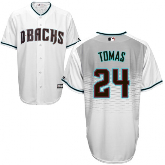Men's Majestic Arizona Diamondbacks #24 Yasmany Tomas Authentic White/Capri Cool Base MLB Jersey Men's Majestic Arizona Diamondbacks #24 Yasmany Tomas Authentic White/Capri Cool Base MLB Jersey