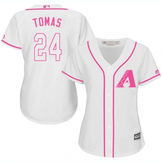 Women's Majestic Arizona Diamondbacks #24 Yasmany Tomas Authentic White Fashion MLB Jersey Women's Majestic Arizona Diamondbacks #24 Yasmany Tomas Authentic White Fashion MLB Jersey