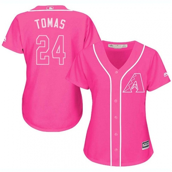 Women's Majestic Arizona Diamondbacks #24 Yasmany Tomas Replica Pink Fashion MLB Jersey Women's Majestic Arizona Diamondbacks #24 Yasmany Tomas Replica Pink Fashion MLB Jersey