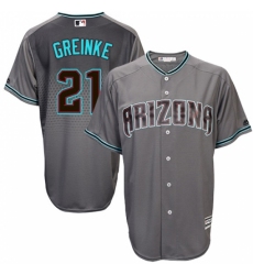 Men's Majestic Arizona Diamondbacks #21 Zack Greinke Authentic Gray/Turquoise Cool Base MLB Jersey Men's Majestic Arizona Diamondbacks #21 Zack Greinke Authentic Gray/Turquoise Cool Base MLB Jersey