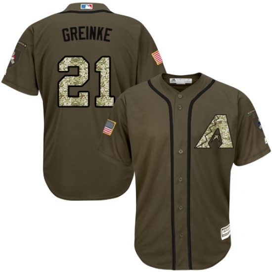Men's Majestic Arizona Diamondbacks #21 Zack Greinke Authentic Green Salute to Service MLB Jersey Men's Majestic Arizona Diamondbacks #21 Zack Greinke Authentic Green Salute to Service MLB Jersey