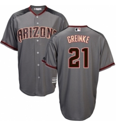 Men's Majestic Arizona Diamondbacks #21 Zack Greinke Authentic Grey Road Cool Base MLB Jersey