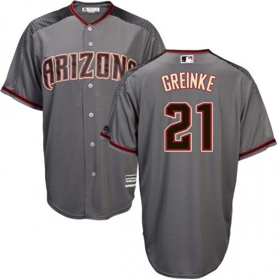 Men's Majestic Arizona Diamondbacks #21 Zack Greinke Authentic Grey Road Cool Base MLB Jersey Men's Majestic Arizona Diamondbacks #21 Zack Greinke Authentic Grey Road Cool Base MLB Jersey